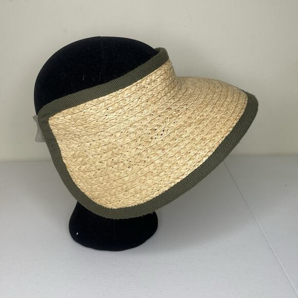 DULUTH TRADING Visor Sun Hat Women OS 100%‎ Straw Wide Brim Stretch Gardening - Picture 3 of 8